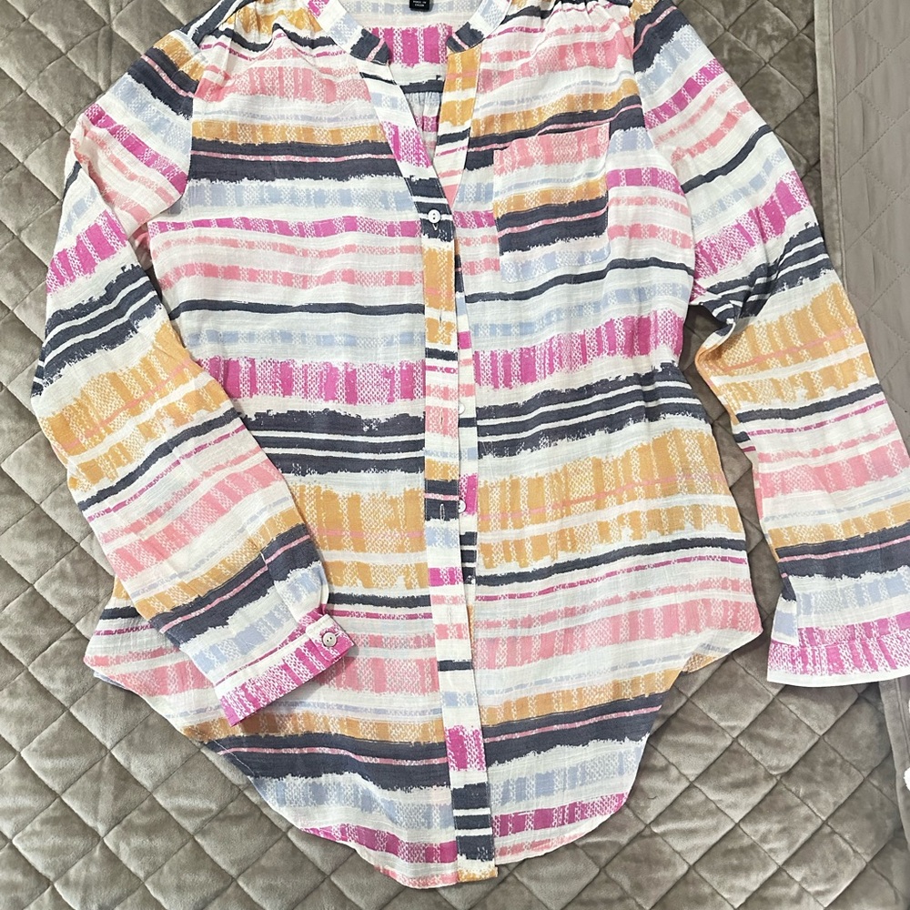 Striped Multicolor Button-Up Blouse